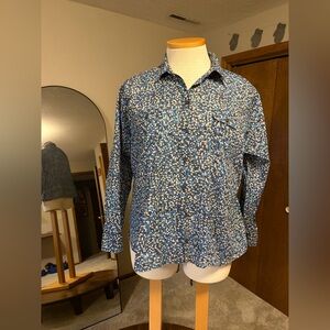 Eddie Bauer Long Sleeved Polka Dot Cotton Shirt XXL